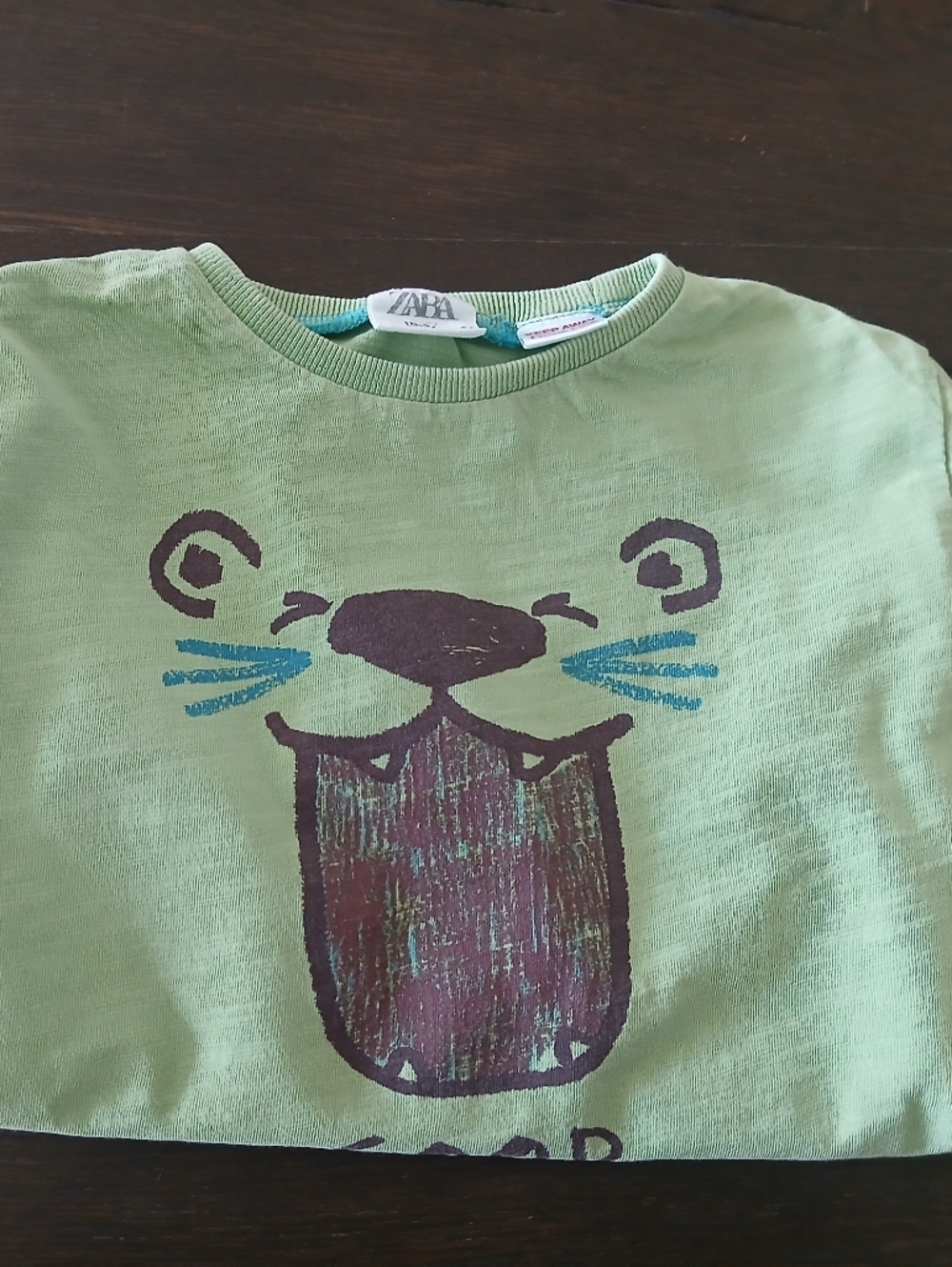 Zara Boy's Green Graphic Cotton Top 18-24 Months Long Sleeved - Picture 3 of 5